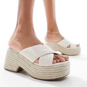 ASOS Wide Fit Chunky Platform Open Toe Espadrille Sandals Women’s Size 7W